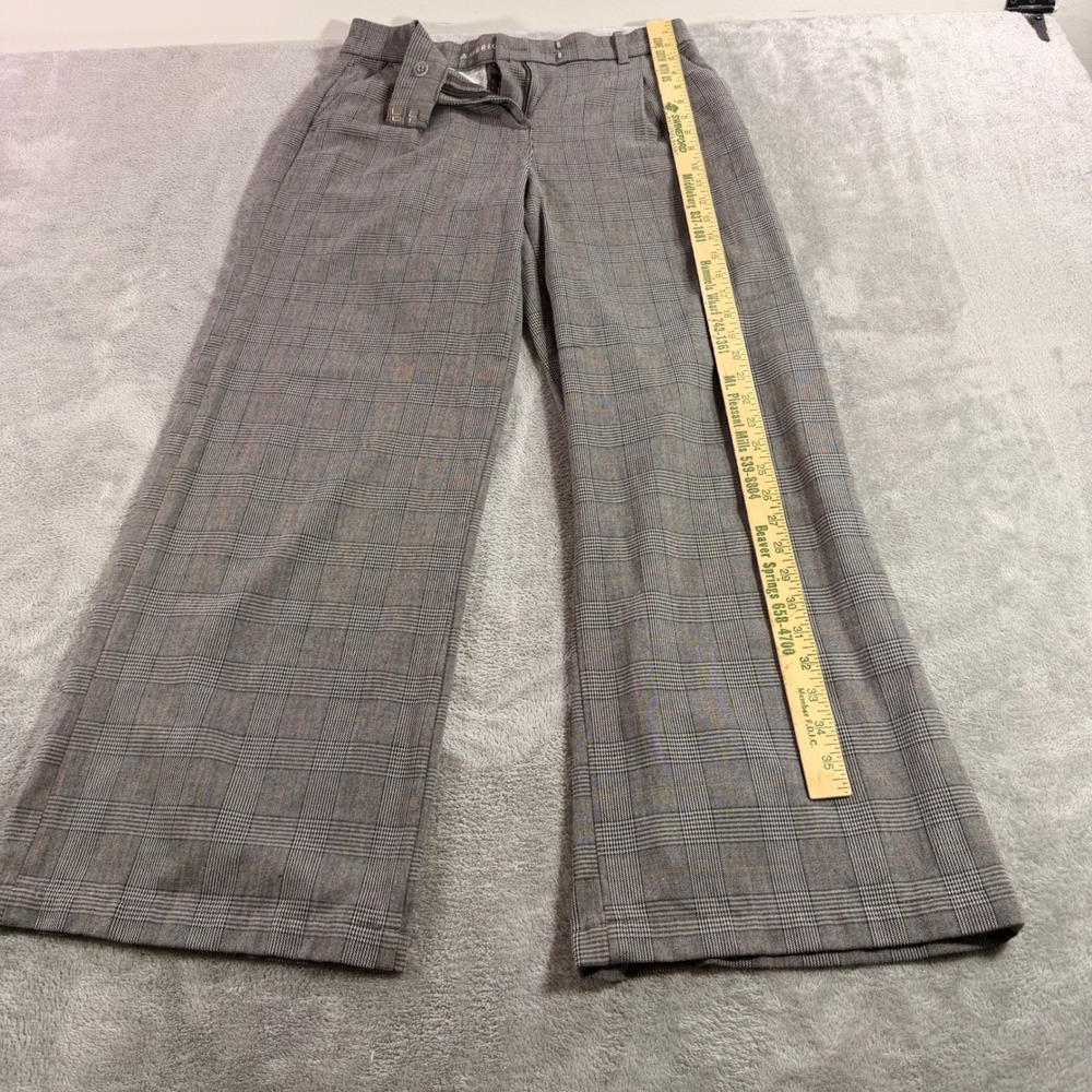 American Eagle Wide Leg Trouser Womens 4 Grey Glen Plaid Stretch High Rise Pant - Picture 4 of 11